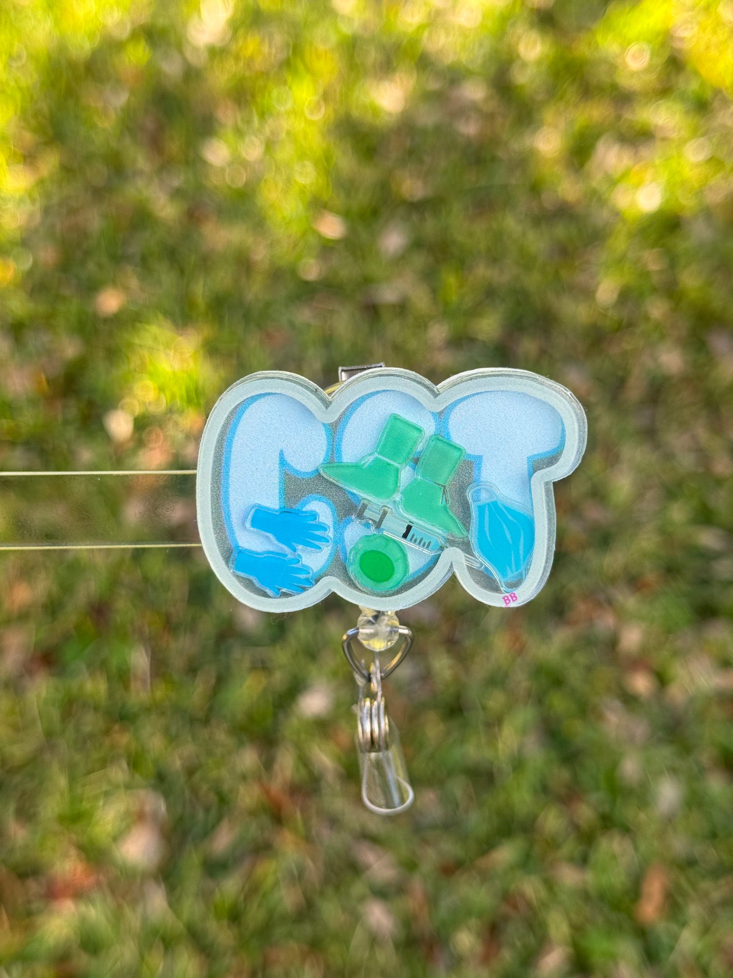 CST shaker badge reel for certified surgical technologists and scrub techs
