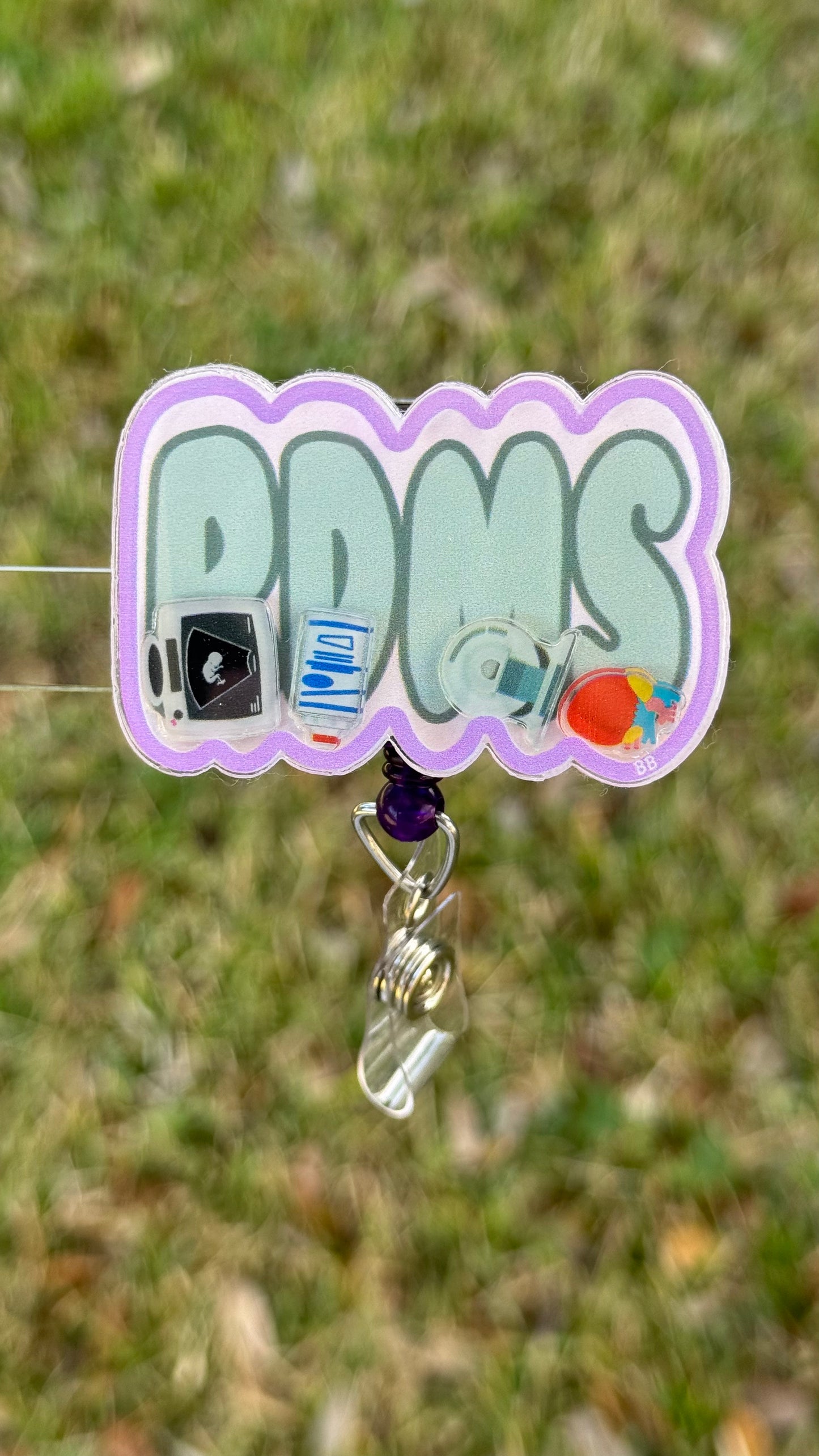 RDMS shaker badge reel for ultrasound technicians and diagnostic medical sonographers