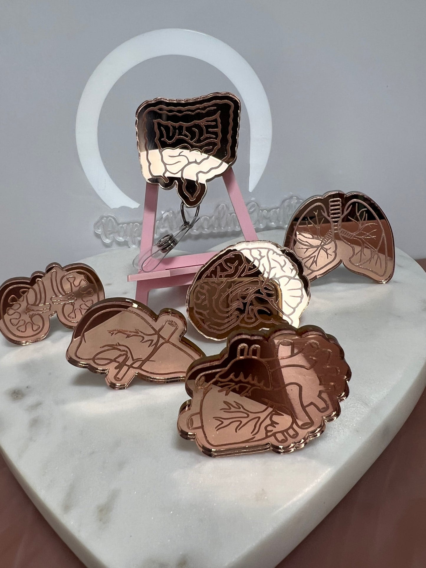 Órganos Anatómicos Espejo Oro Rosa