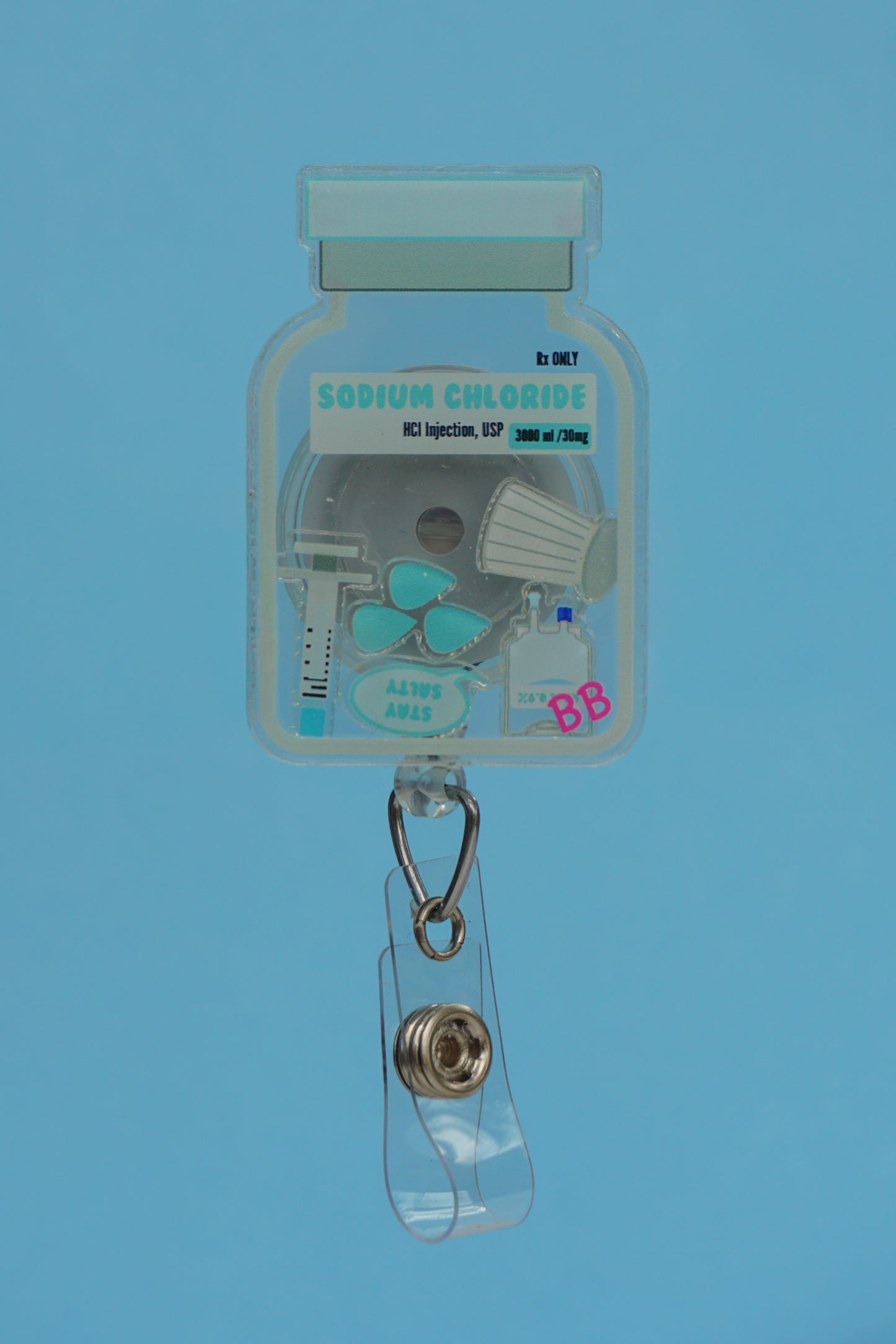 Sodium Chloride (0.9%) Shaker Badge Reel