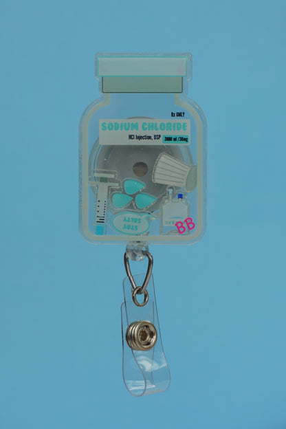 Sodium Chloride (0.9%) Shaker Badge Reel