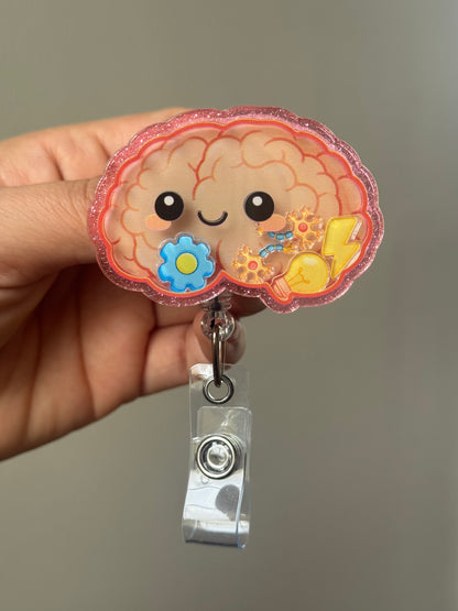 Brain Badge Reel for Neurology Nurses - Neuro ICU Medical ID Holder
