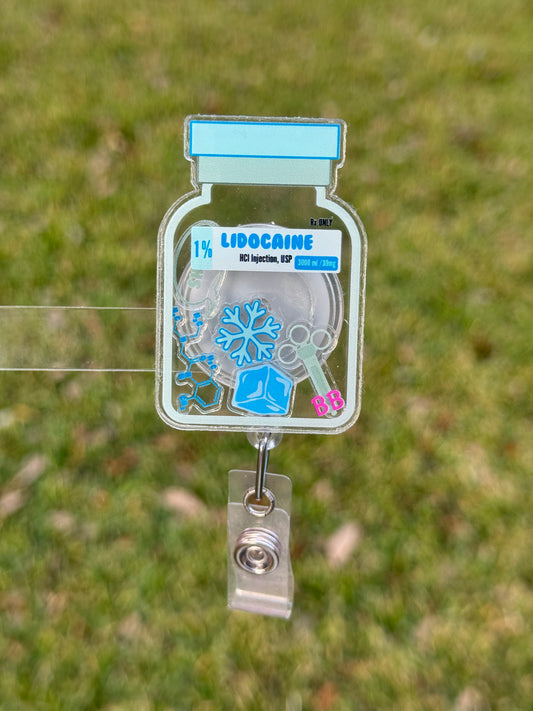 Lidocaine Shaker Badge Reel