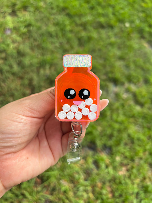 Pill bottle Badge Reel| gift for pharmacist | cute nurse accessories | retractable badge reel