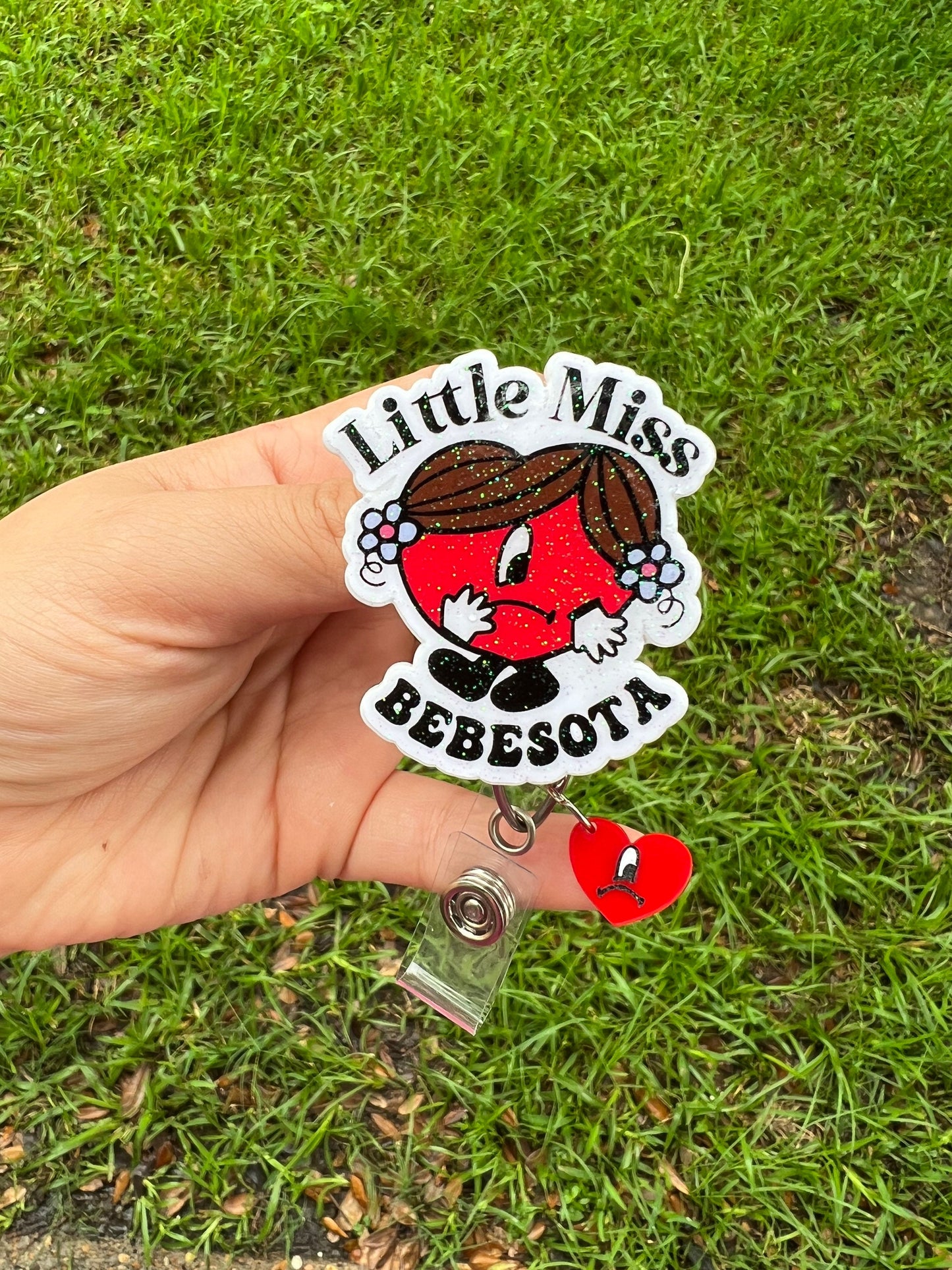 Little miss bebesota badge reel | Bad bunny merch | Un verano sin ti Badge clip | Retractable badge