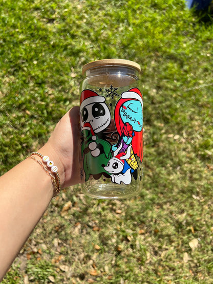 Jack & sally glass can | nightmare before Xmas| Christmas gift