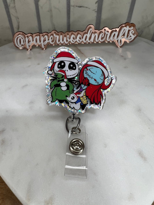 Jack and sally badge holder