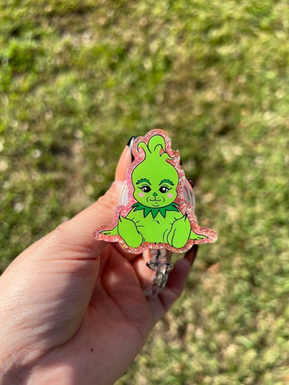 Baby Grinch badge holder | Xmas badge clip | Christmas accessories