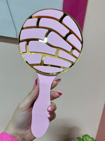 Concha mirror , pink accessories, hand mirror