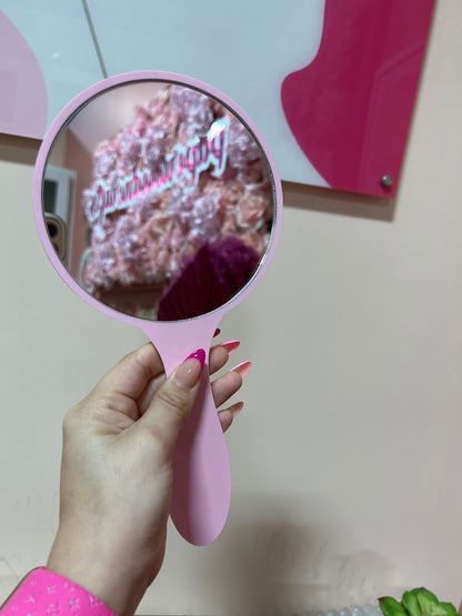 Concha mirror , pink accessories, hand mirror