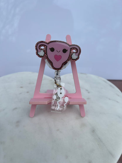 Uterus badge reel, labor and delivery nurse accessories, badge holder , badge clip ,