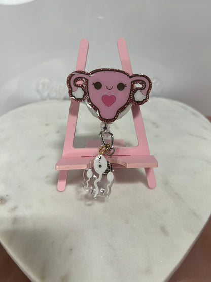 Uterus badge reel, labor and delivery nurse accessories, badge holder , badge clip ,