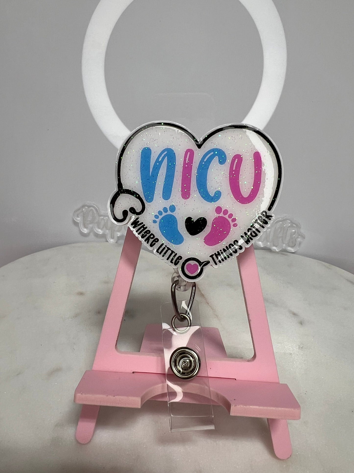 Nicu nurse badge reel, nicu baby badge clip, badge holder, retractable reel, nicu nurse gift