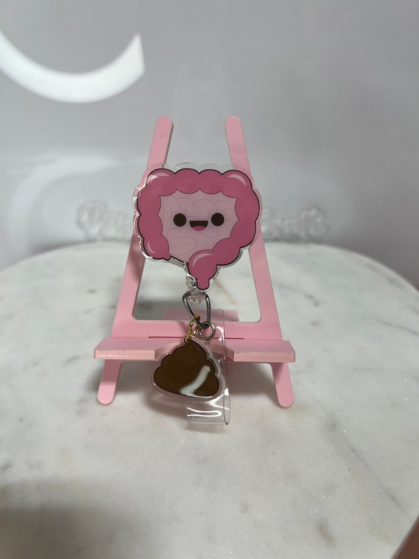 Intestines and poop badge reel, Gastroenterologist nurse, gastroentology badge clip, colon and poop badge holder, retractable badge holder,