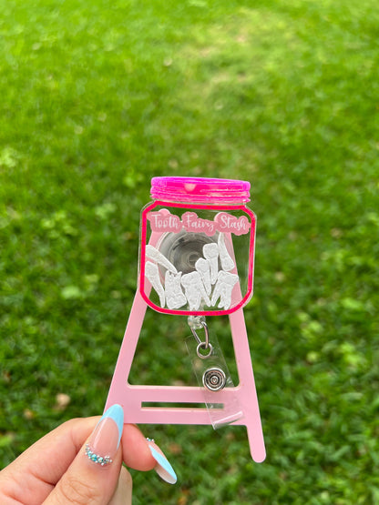 Jar of teeth badge clip| Dental assistant badge reel| Dental hygienist badge holder Dentist gift badge reel|Dental student ID holder