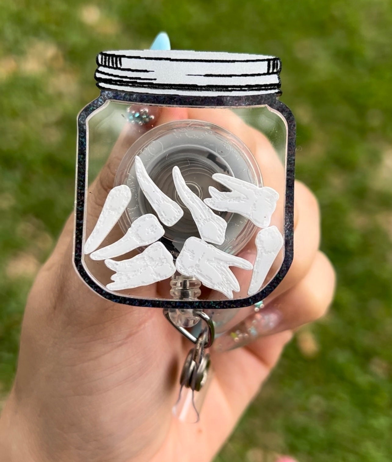 Jar of teeth badge clip| Dental assistant badge reel| Dental hygienist badge holder Dentist gift badge reel|Dental student ID holder