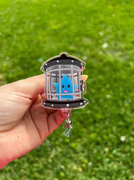 Lumalee in cage badge reel,luma badge clip ,Mario bros badge holder