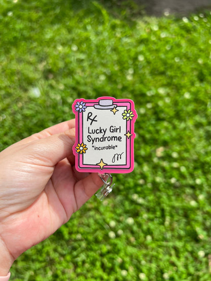 Rx lucky girl syndrome badge reel ,Mental health badge reel, mental health matters, nurse badge holder, retractable ID holder