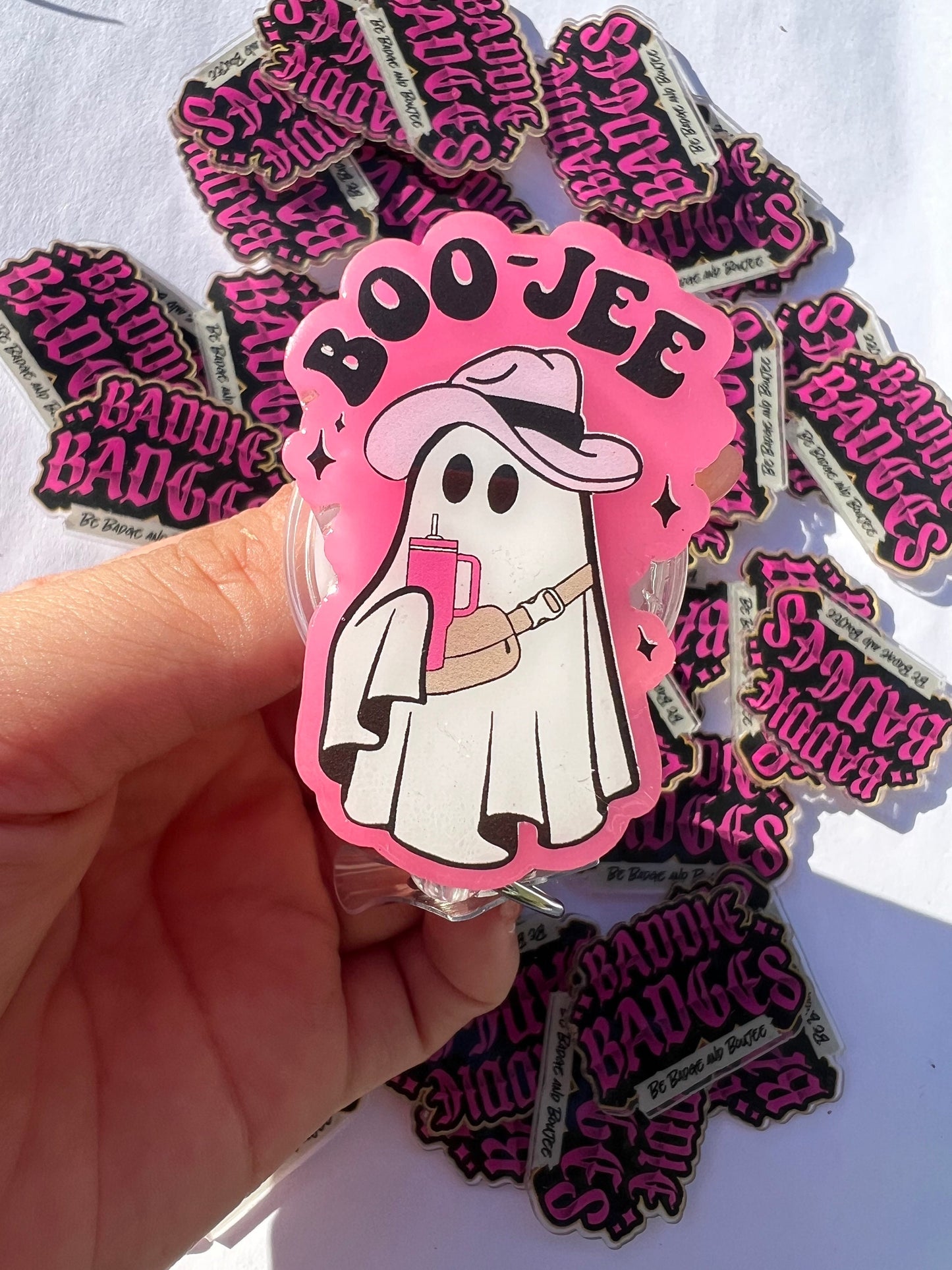 Boojee Halloween badge reelGlow in the dark|| spooky badge holder | retractable badge clip | scream| ghost|