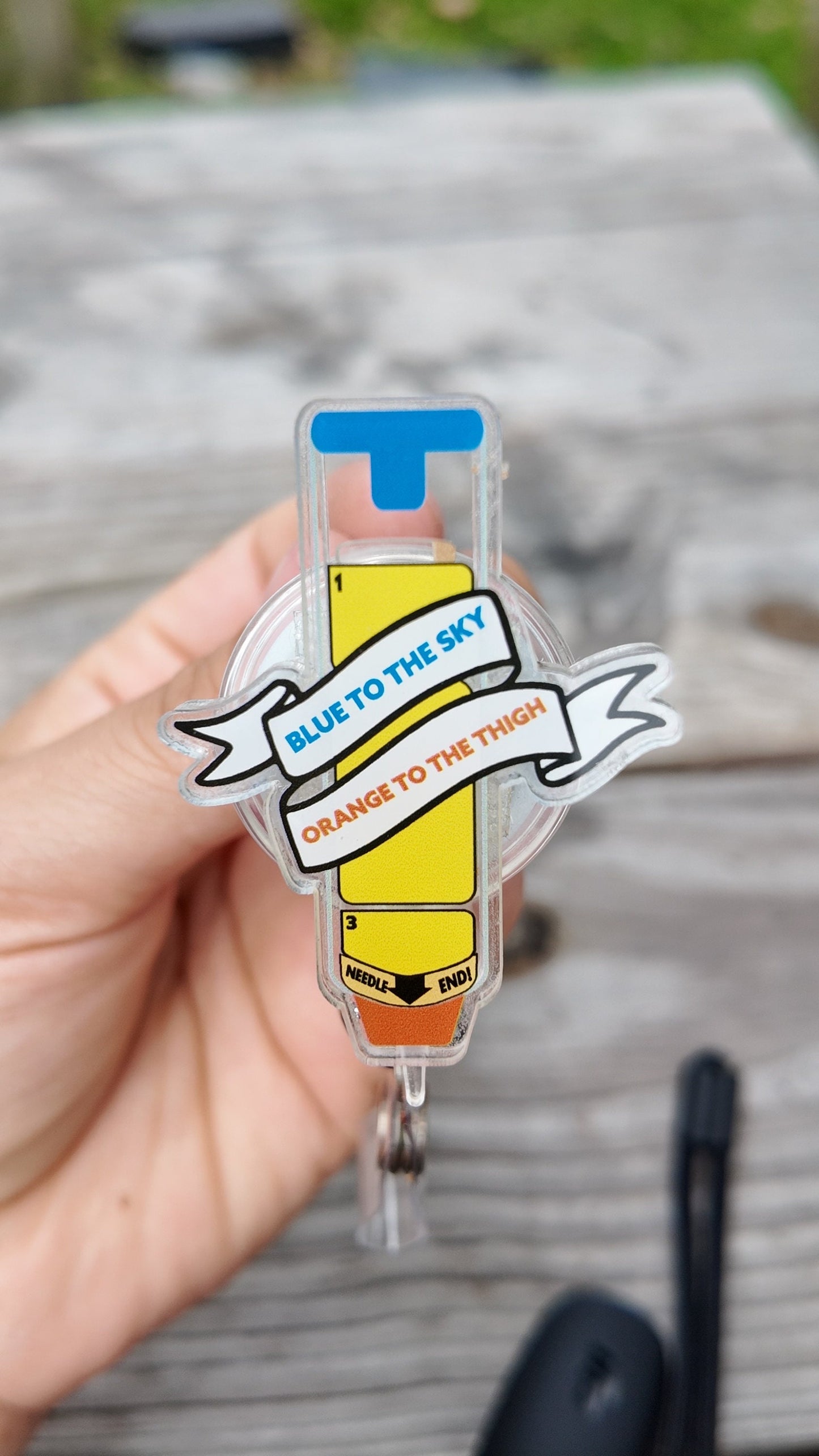 Epi Pen shaker badge reel, that’s on back order , food badge holder, interactive ID holder,Allergy nurse badge clip