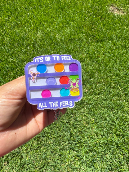 It’s ok to feel all the feels, emotion badge reel, mental health id clip, mental awareness