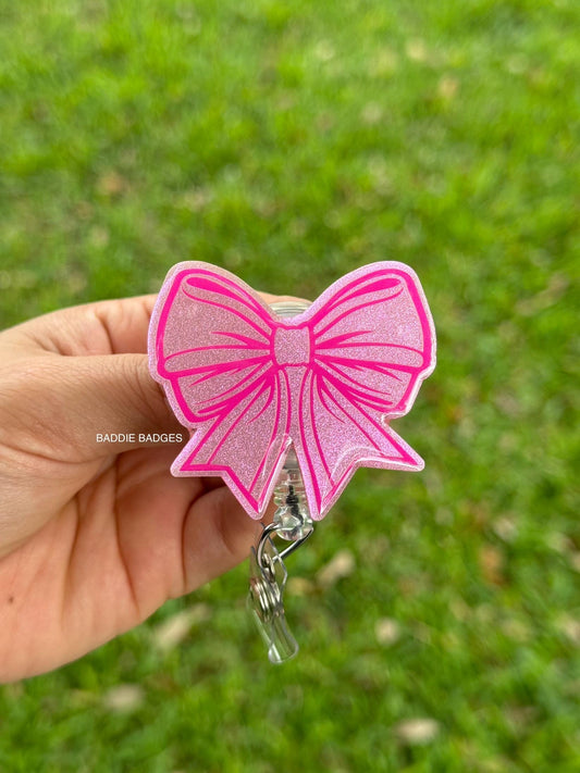 Coquette bow Retractable Badge reel | ID Badge Reel | Nurse Badge Reel,pink badge reel,strawberry reel