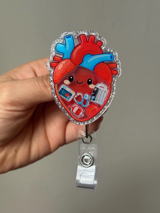 Anatomical Heart ID Holder | Medical Shaker | Retractable Work Accessory