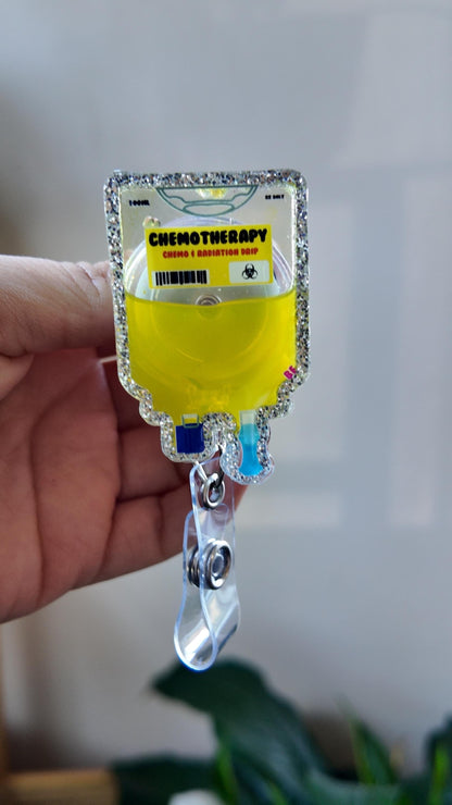Chemotherapy IV Bag Badge Reel for Oncology Nurses - Chemo Medical ID Holder