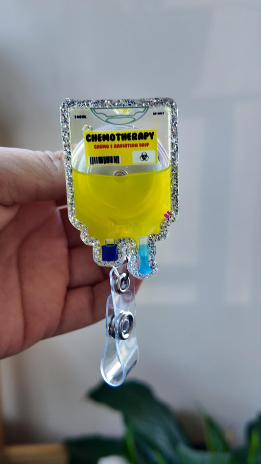 Chemotherapy IV Bag Badge Reel for Oncology Nurses - Chemo Medical ID Holder