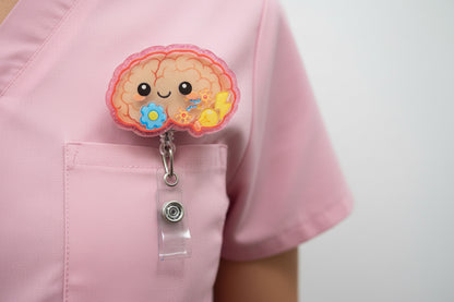 Brain Badge Reel for Neurology Nurses - Neuro ICU Medical ID Holder
