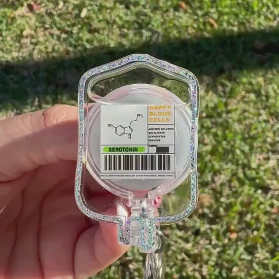 Serotonin IV Bag Badge holder |Blood Transfusion Badge Reel, IV bag Badge Reel, Phlebotomy badge reel, nursing school graduation gift