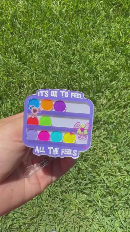 It’s ok to feel all the feels, emotion badge reel, mental health id clip, mental awareness