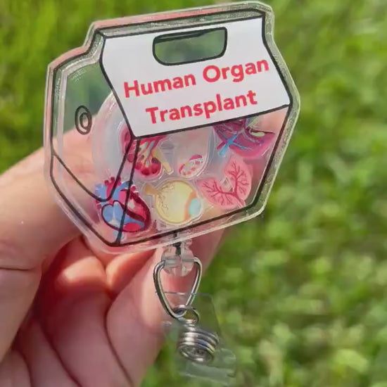 Organ transplant badge reel, organ transplant cooler badge clip,transplant nurse coordinator,transplant surgeon,shaker badge reel