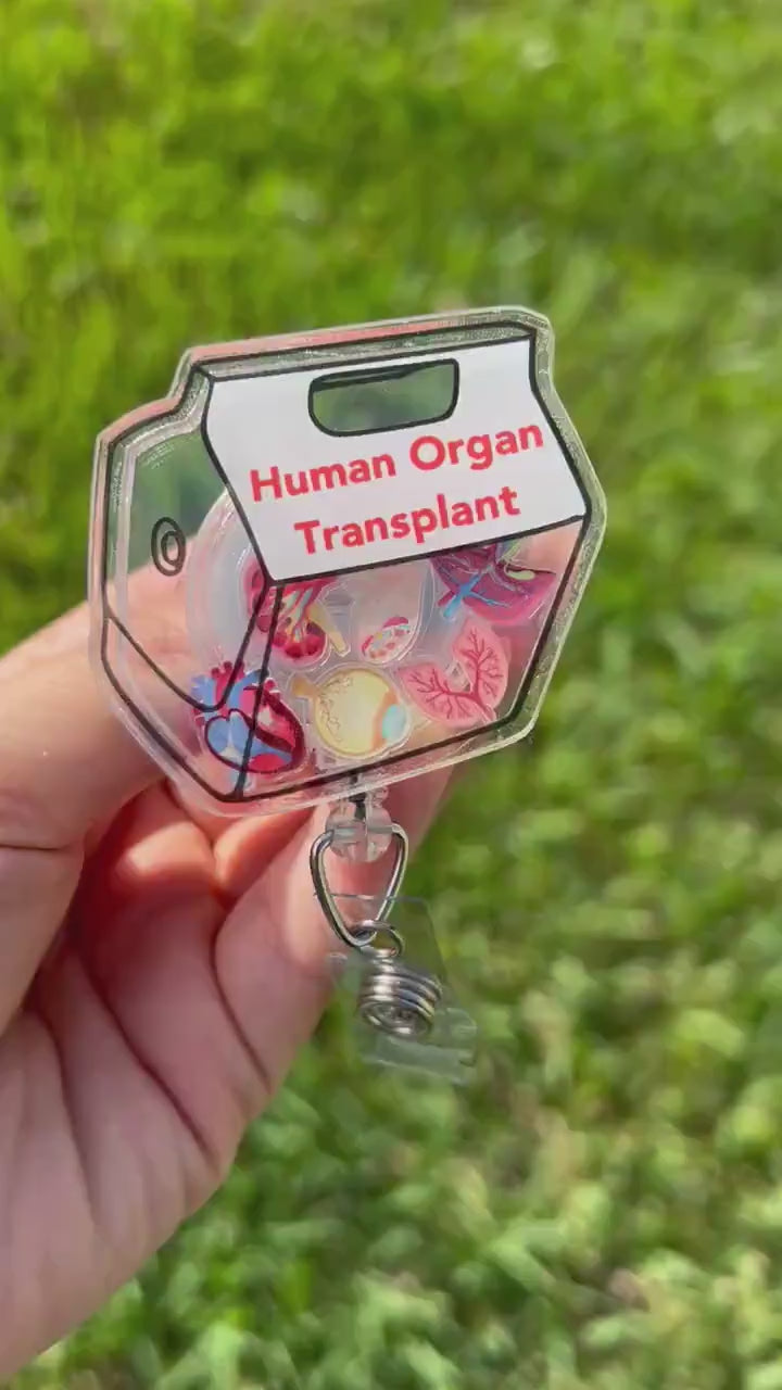 Organ transplant badge reel, organ transplant cooler badge clip,transplant nurse coordinator,transplant surgeon,shaker badge reel