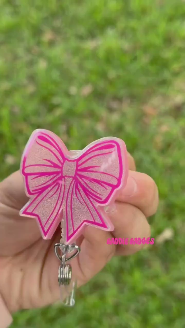 Coquette bow Retractable Badge reel | ID Badge Reel | Nurse Badge Reel,pink badge reel,strawberry reel