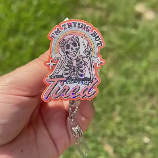 I tried but I’m very tired badge reel ,Mental health badge reel, mental health matters, nurse badge holder, retractable ID holder