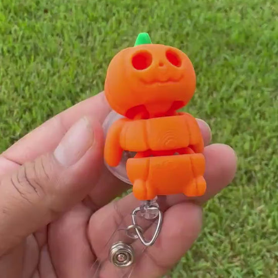 Pumpkins Halloween 3D badge reel|| spooky badge holder | retractable badge clip| x-ray| ghost| rad tech