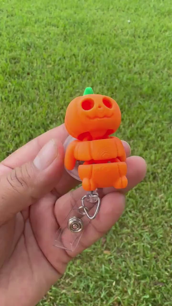 Pumpkins Halloween 3D badge reel|| spooky badge holder | retractable badge clip| x-ray| ghost| rad tech