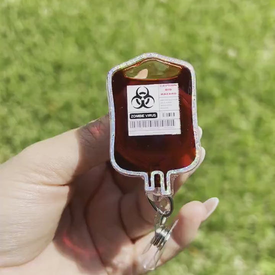 Zombie Blood Bag Badge holder |Blood Transfusion Badge Reel, IV bag Badge Reel, Phlebotomy badge reel, nursing school graduation gift